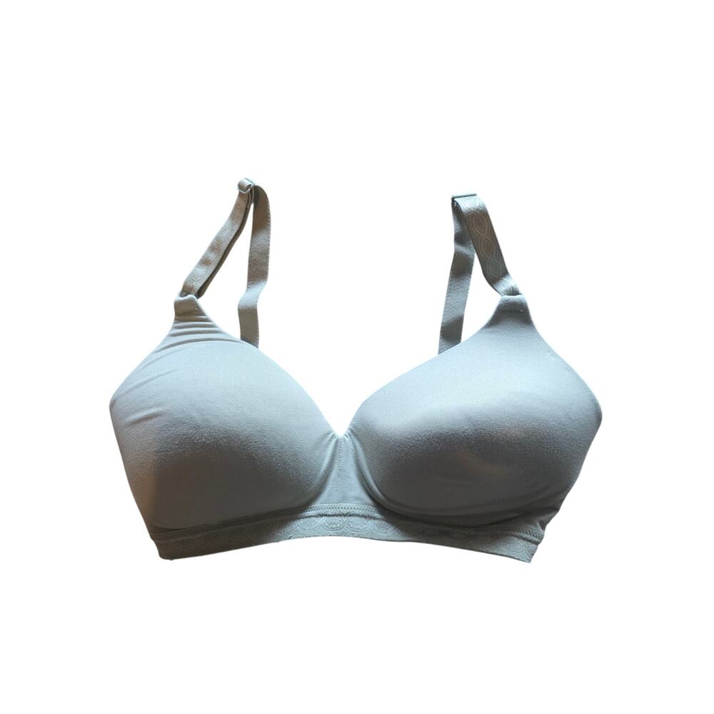 Warners Bra 34D Womens Wireless‎ Padded Green Adjustable Straps Stretch